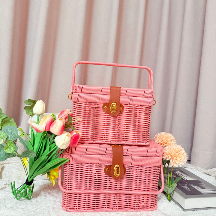 Women's Handcrafted Rattan Picnic Basket Bowlift