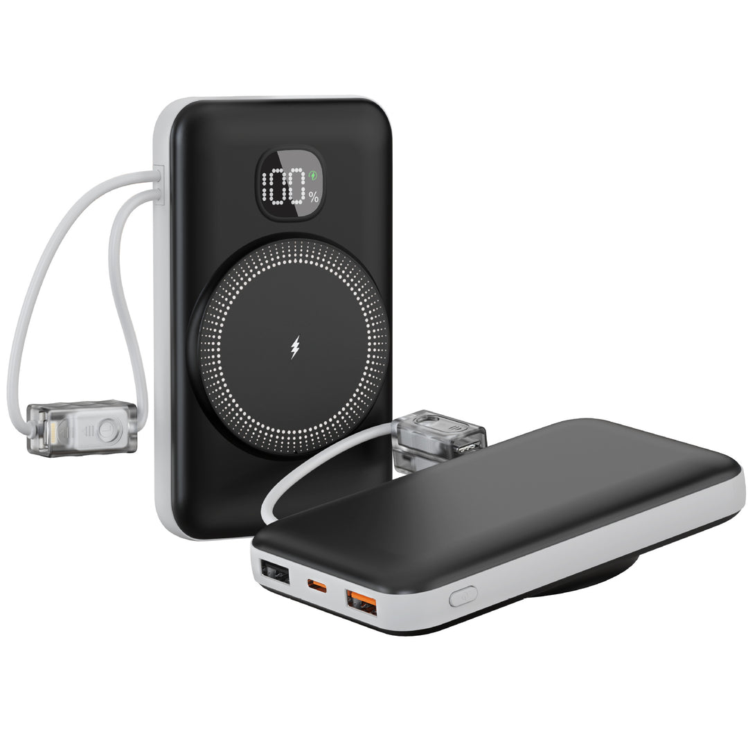 Portable power bank with integrated inductive fast charging function and LED charging status indicator Bowlift
