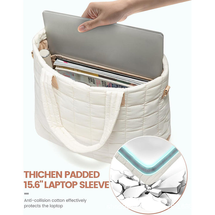 Elegant Quilted Tote Bag with Removable Wallet Bowlift