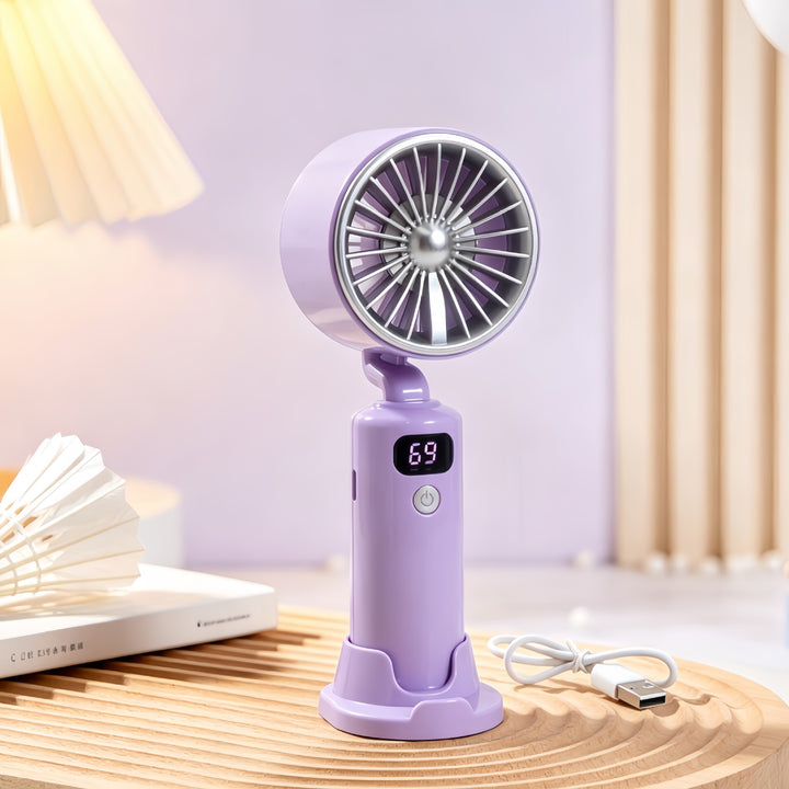 Electric Hand Fan with Digital Speed Display and Adjustable Tilt Angle Bowlift