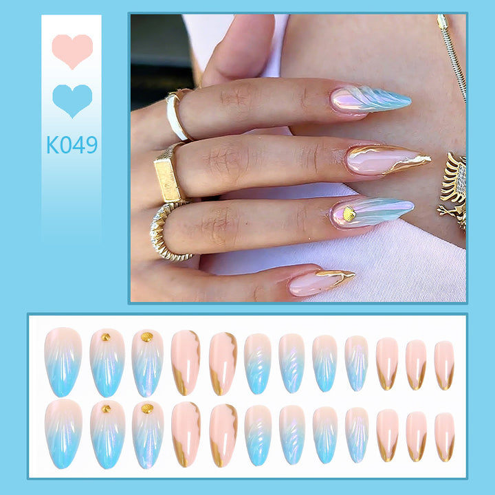 Acrylic nail set with glitter and shell design Bowlift