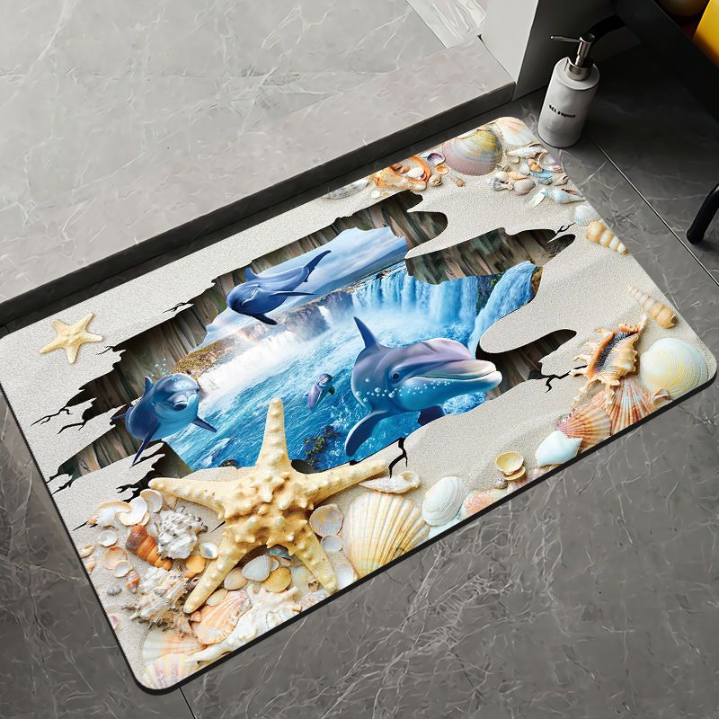Elegant Floral Design Bath Mat Bowlift