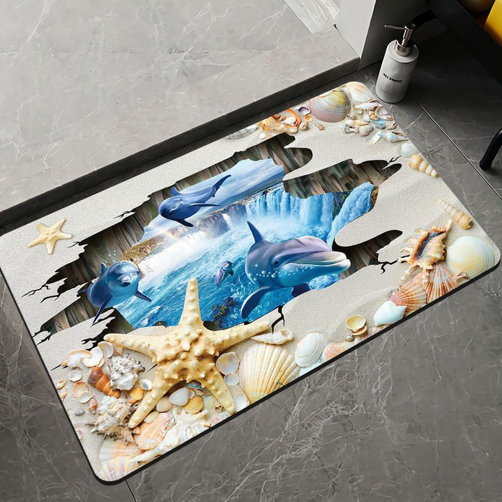 Elegant Floral Design Bath Mat Bowlift