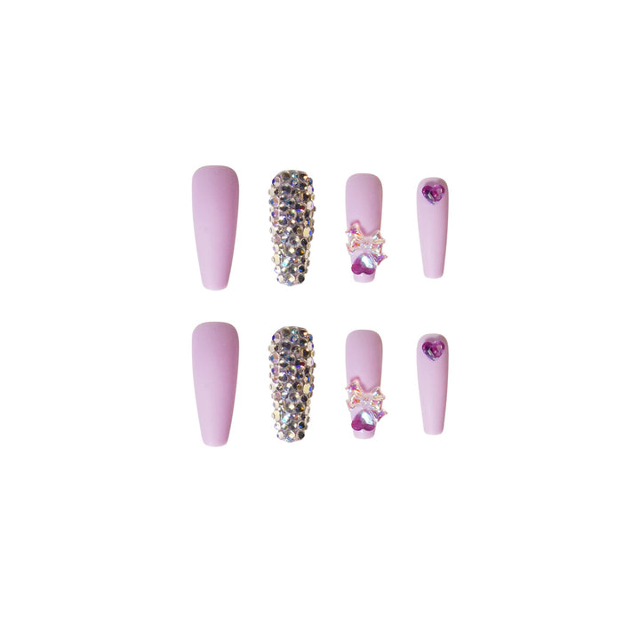 Artistic Stiletto Nails with Glitter and Flower Decorations Bowlift