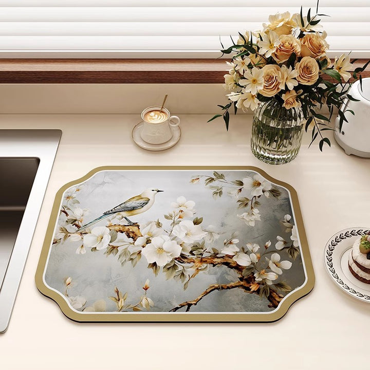 Botanical-Themed Kitchen Counter Mat