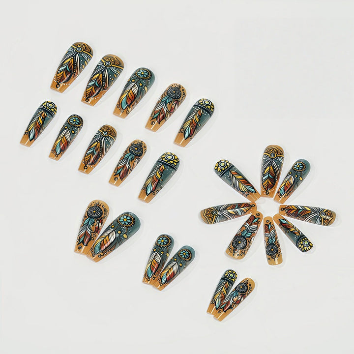Creative feather design artificial nails Bowlift