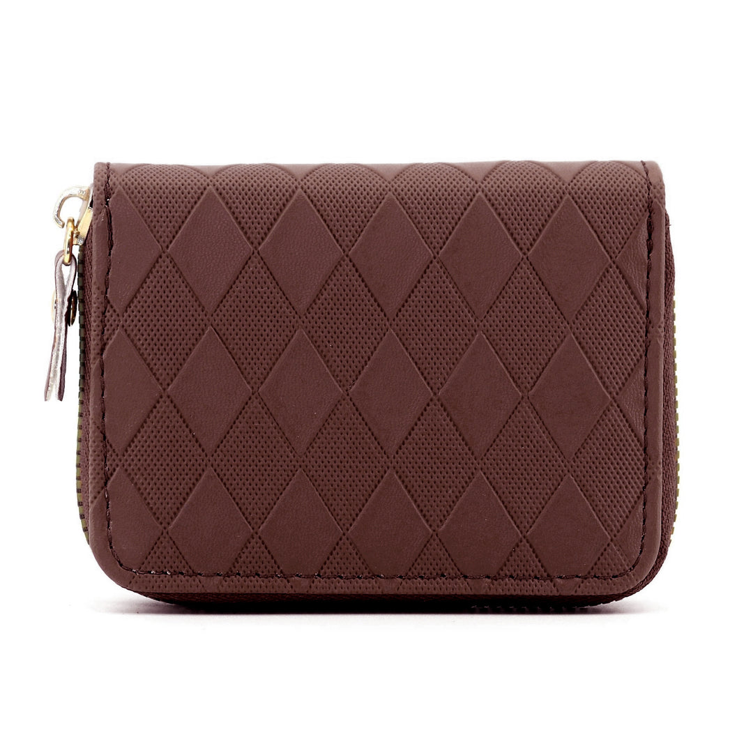 Elegant Diamond-Patterned Zip Wallet