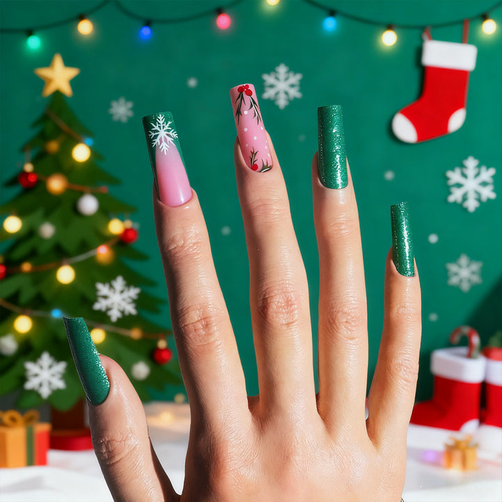 Festive Themed Press-On Nail Art Set Bowlift
