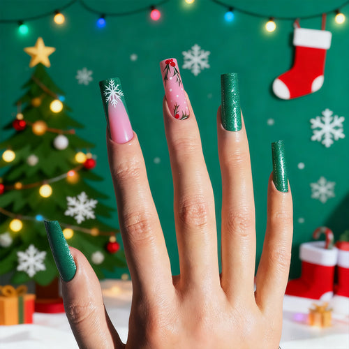 Festive Themed Press-On Nail Art Set Bowlift