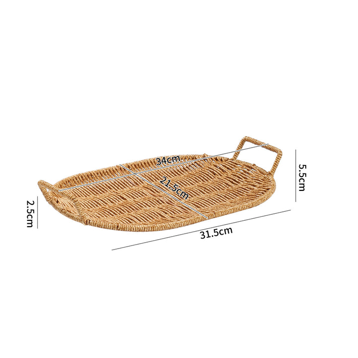 Handwoven Round Serving Tray with Ergonomic Handles Bowlift