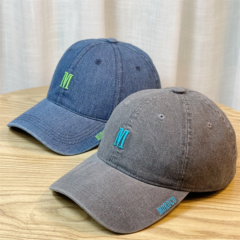 Men's Embroidered Denim Baseball Cap Bowlift