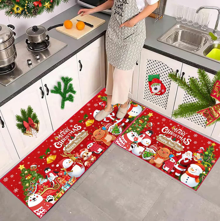 Festive Christmas Kitchen Mat Set Bowlift