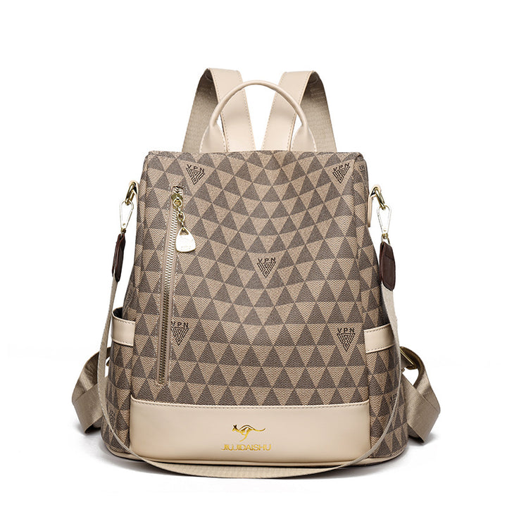 Geometric Patterned Multi-Pocket Backpack