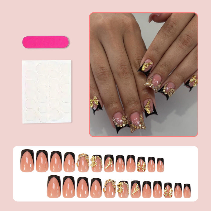 Artificial nail set with luxurious 3D decorations and elegant glitter details Bowlift