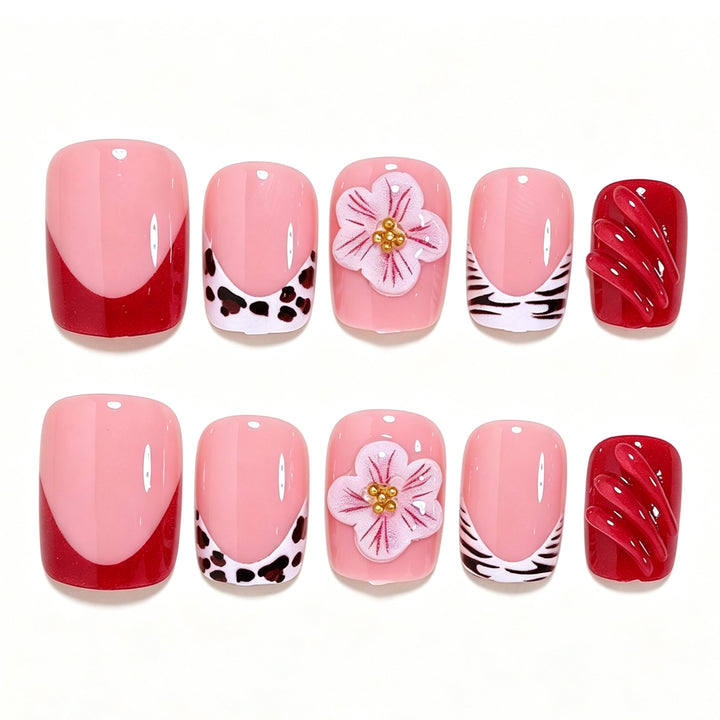 Decorative Floral Press-On Nail Art Set Bowlift