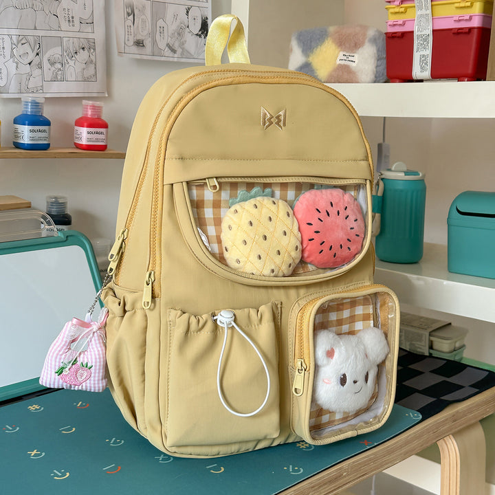 Functional Gingham Print Backpack Bowlift