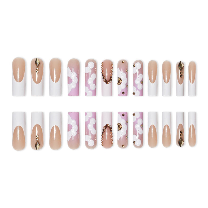 Elegant 3D Floral Press-On Nail Art Bowlift