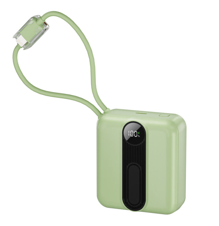 Portable power bank with integrated fast charging cables and digital charging status indicator Bowlift