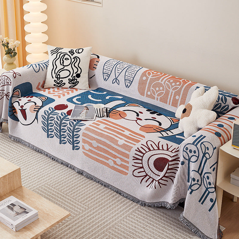 Cozy Cartoon-Themed Sofa Throw Blanket