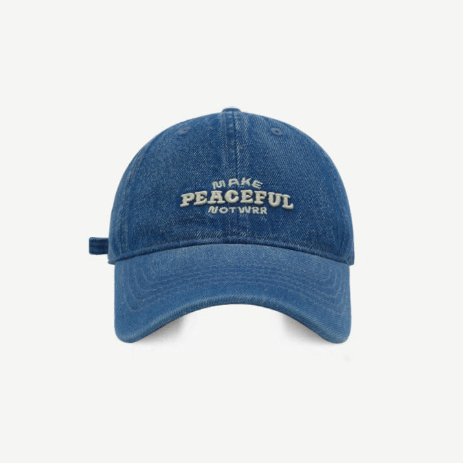 Women's Distressed Denim Embroidered Cap Bowlift