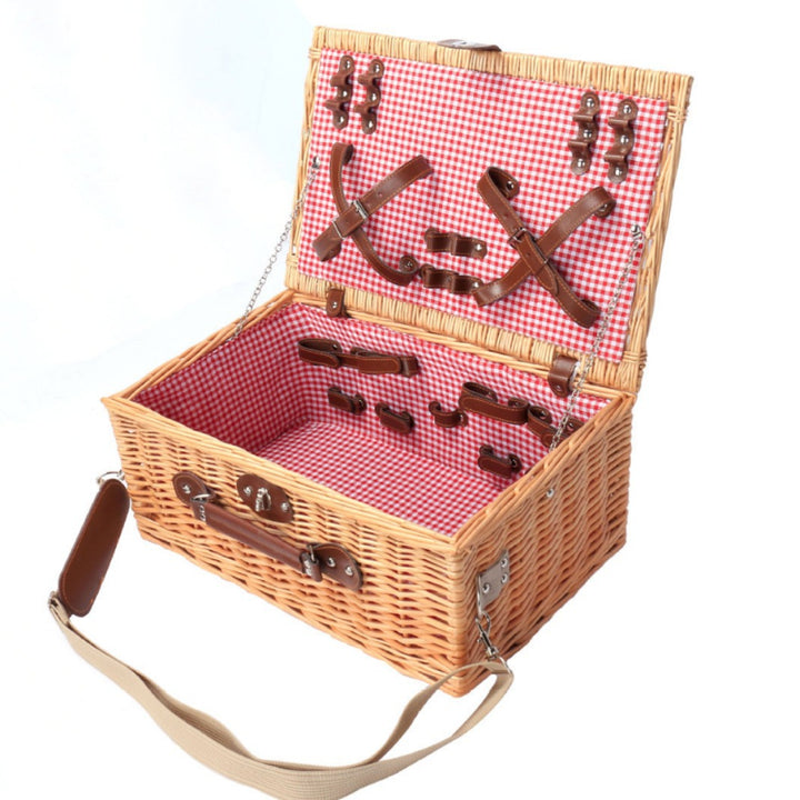 Ladies picnic basket with dish set and carrying shoulder strap Bowlift