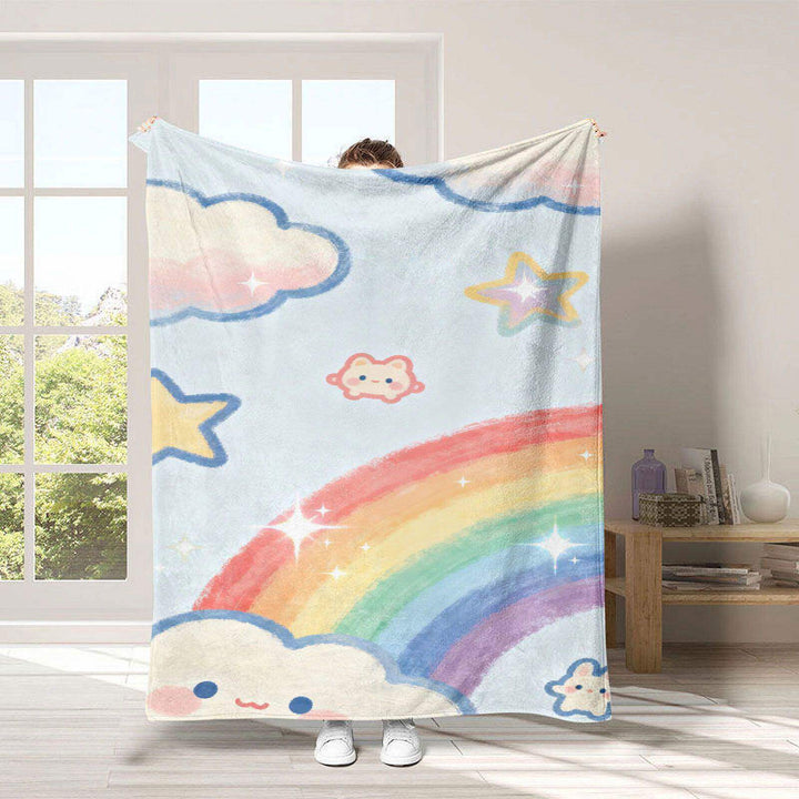 Cozy Rainbow-Themed Fleece Throw Blanket
