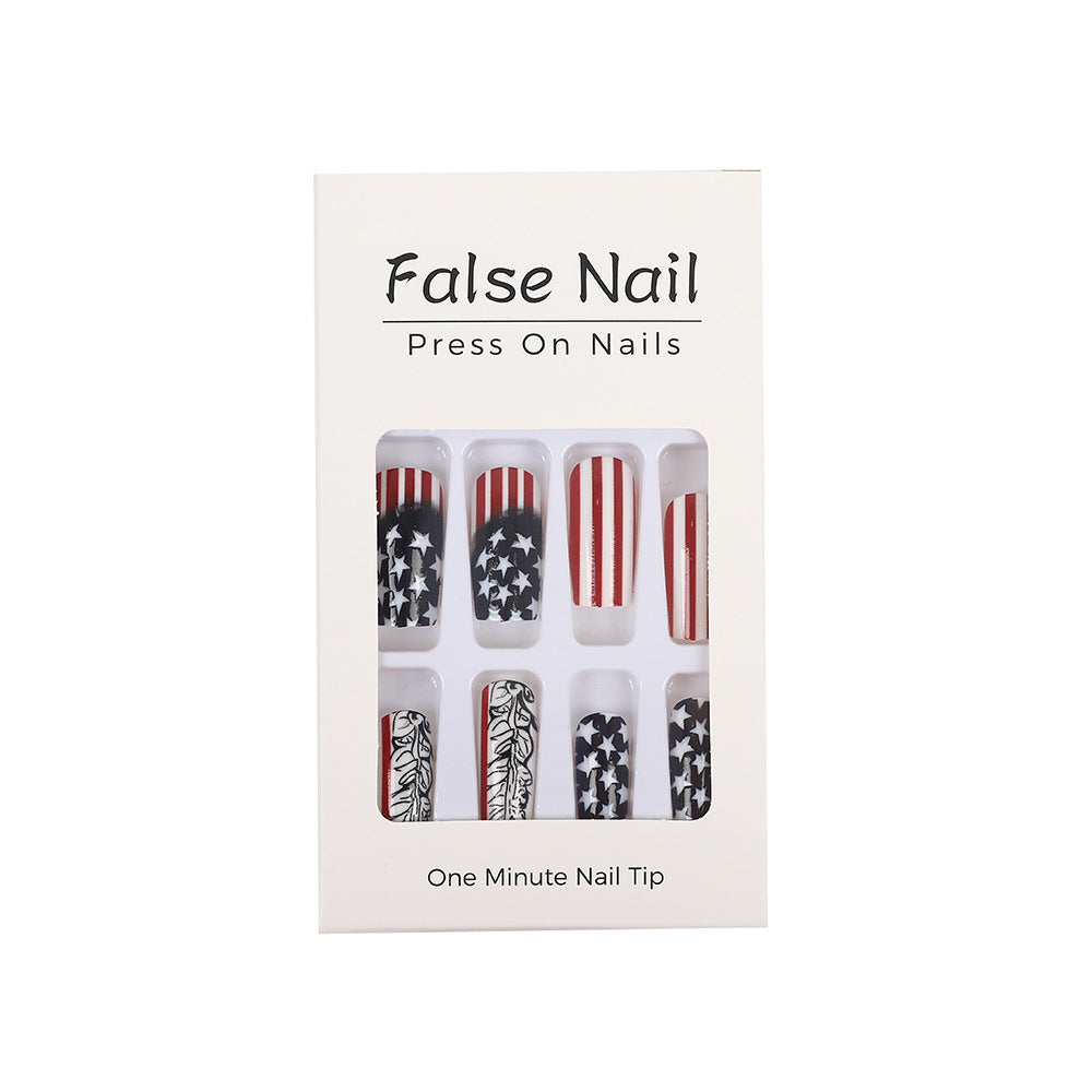 Creative artificial nails with patriotic design Bowlift