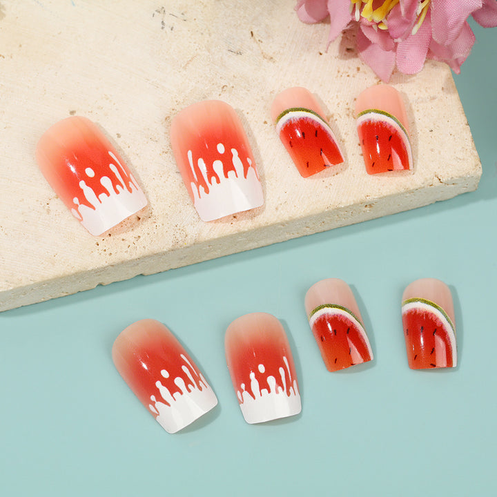 Artificial nails in stylish watermelon design Bowlift
