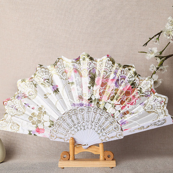 Ladies Elegant Hand Fan with Intricate Floral Patterns Bowlift