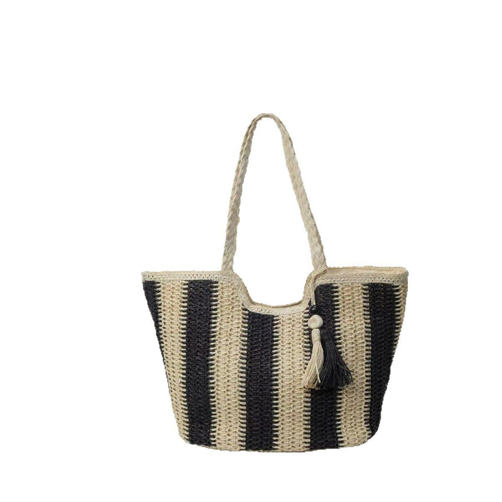 Designer Beach Bag with Textured Weave Bowlift