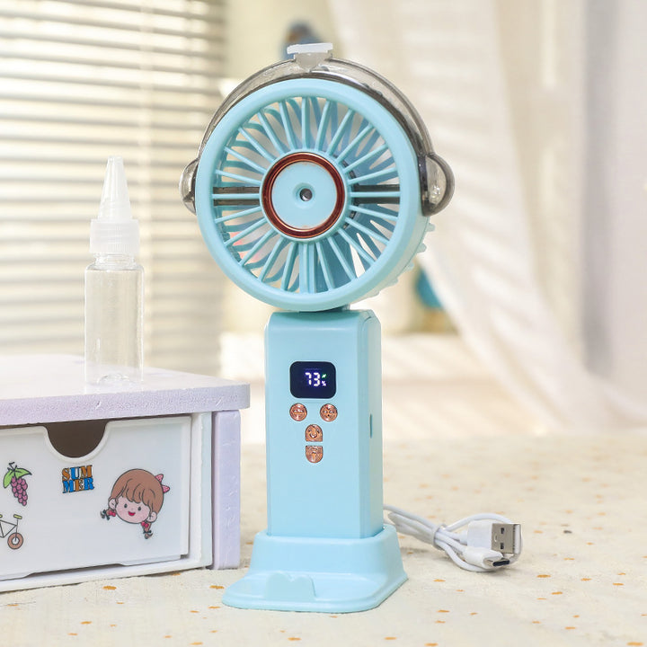 Women portable spray fan with LCD display Bowlift
