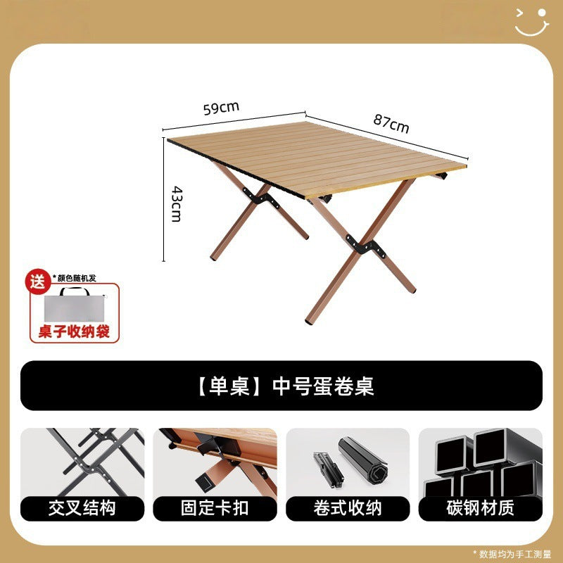 Women Folding Camping Table with Sturdy Wood Design Bowlift