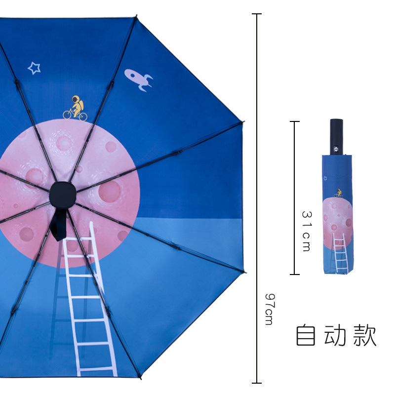 Unisex Automatic Travel Umbrella with Creative Design Bowlift