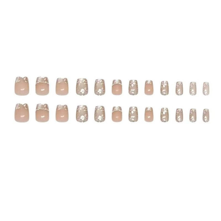 Artificial Nail Set with Floral Accents Bowlift