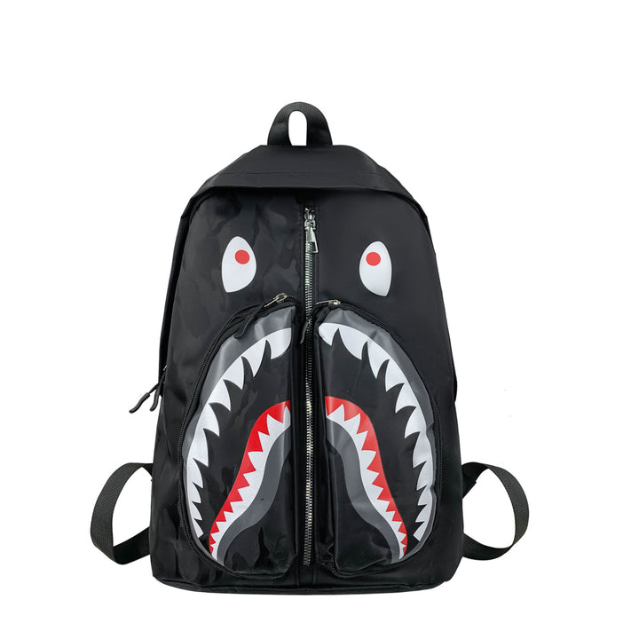 Backpack with Elaborately Designed Shark Motif Bowlift