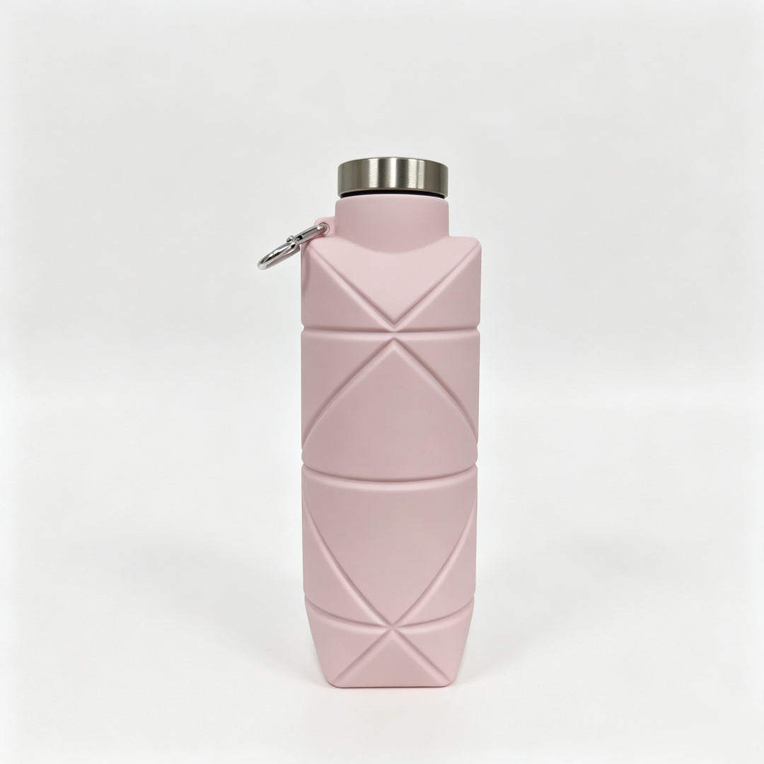 Collapsible Silicone Travel Water Bottle with Stainless Cap and Carabiner Bowlift