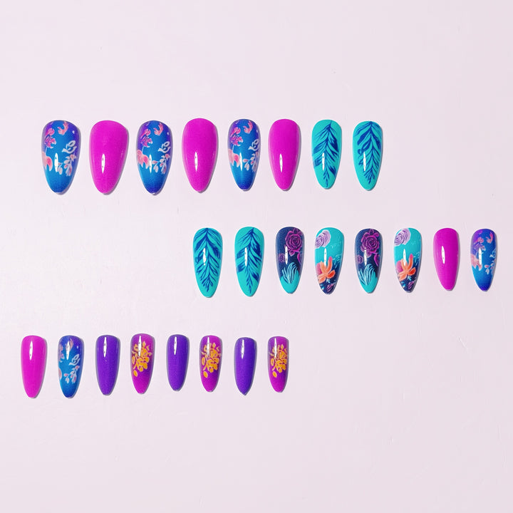 Artistic Floral Stiletto Nail Art Bowlift