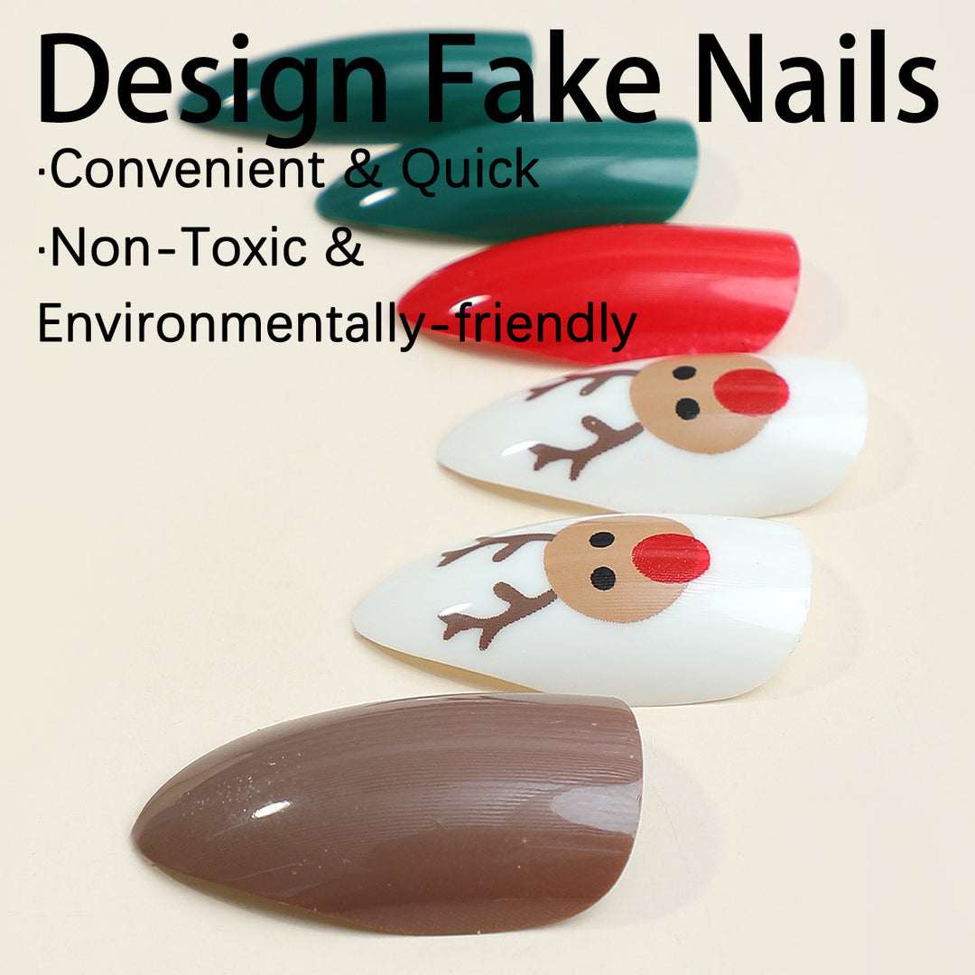 Acrylic nail set with festive Christmas motifs Bowlift 1789119049