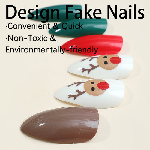 Acrylic nail set with festive Christmas motifs Bowlift 1789119049