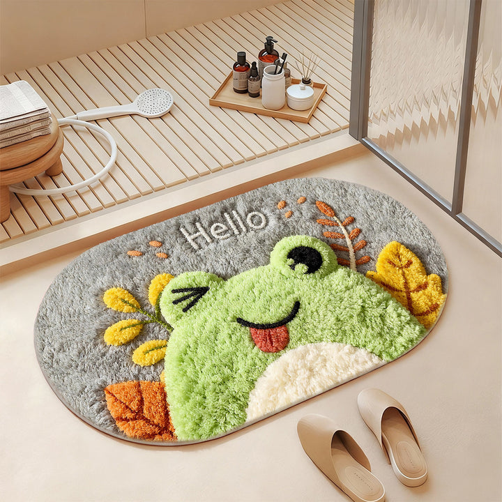 Playful Frog-Themed Bath Mat