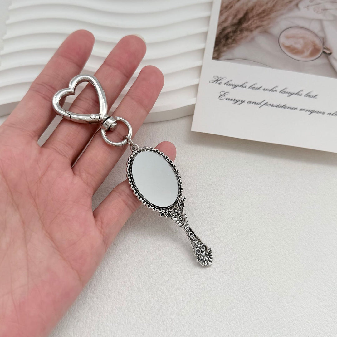 Vintage-Style Compact Mirror Keychain Bowlift