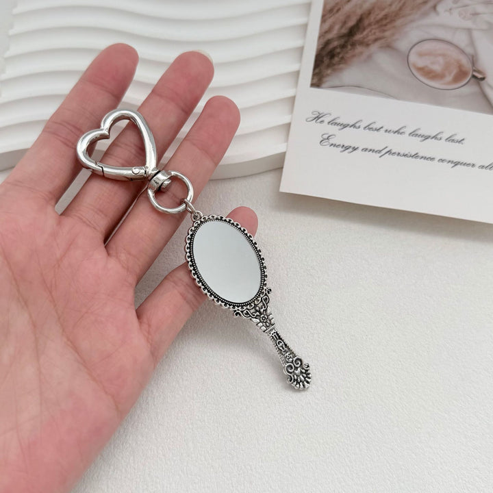 Vintage-Style Compact Mirror Keychain Bowlift