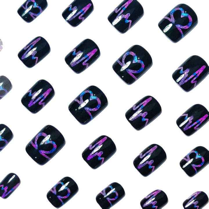 Artificial nail set with heart and EKG motif Bowlift