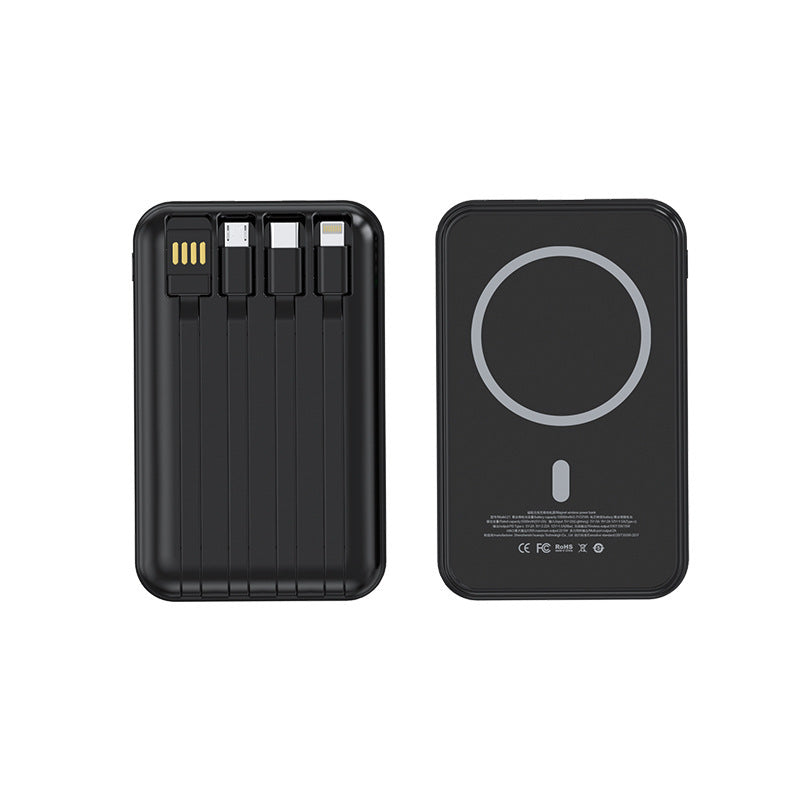 Portable Powerbank with Integrated Charging Cables Bowlift