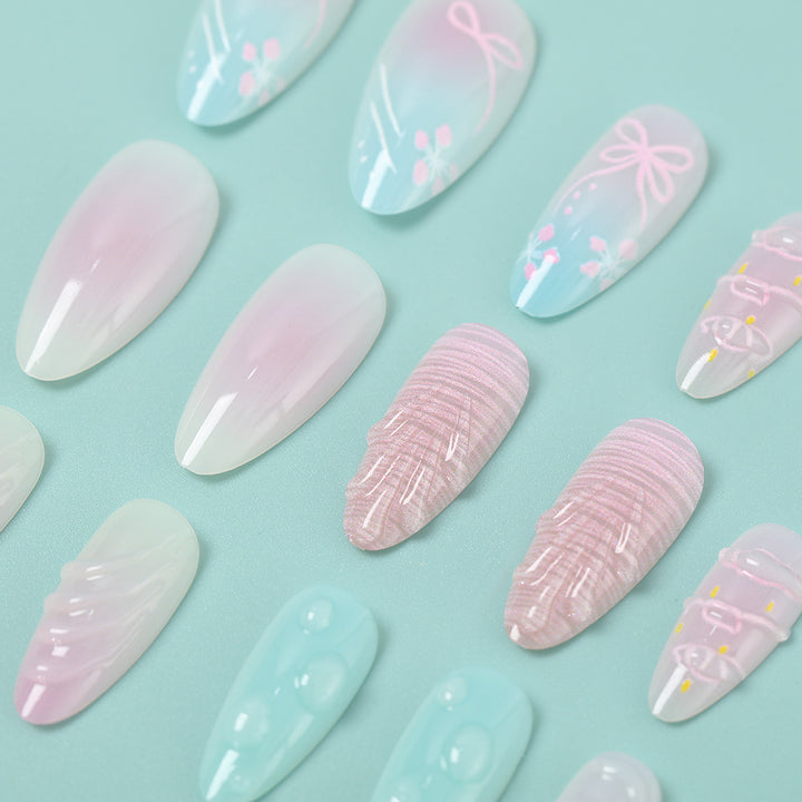Artificial Nails Set with elegant floral and pastel designs Bowlift