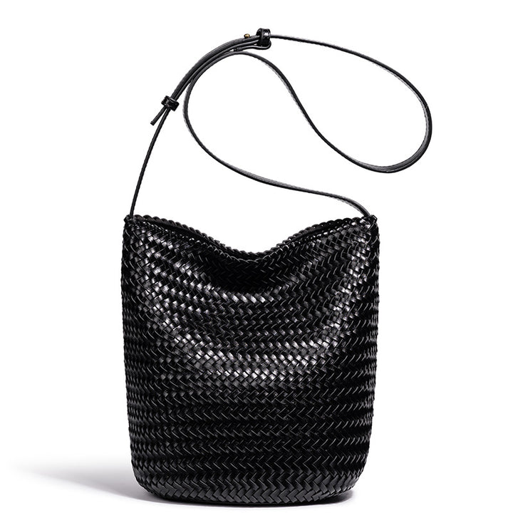 Handwoven Leather Bucket Bag Bowlift
