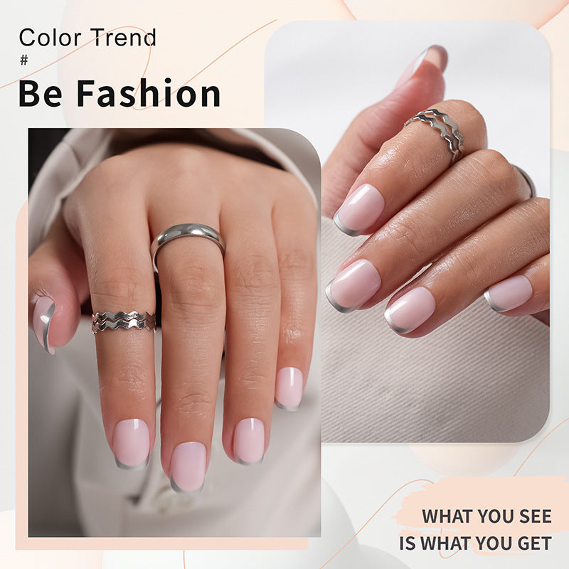Artificial Nails in Natural French Tip Design Bowlift
