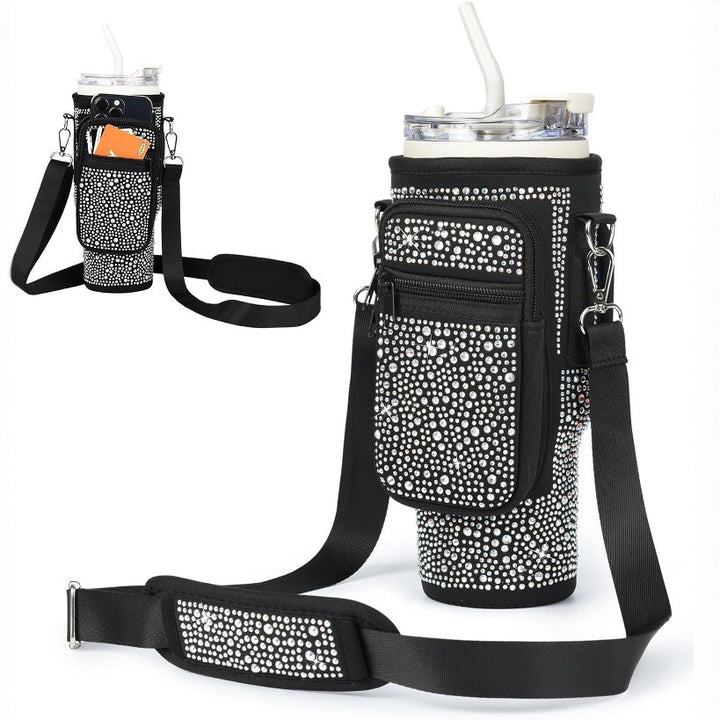 Ladies trendy and sparkling drinking bottle with shoulder bag Bowlift