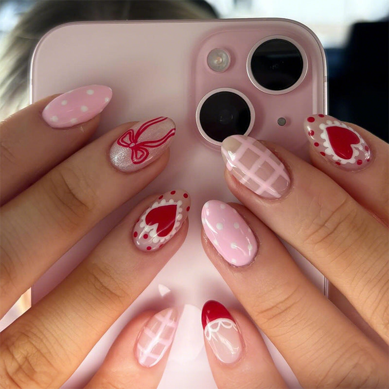 Creative Nail Art Set with Romantic Bow, Heart, and Dot Designs Bowlift