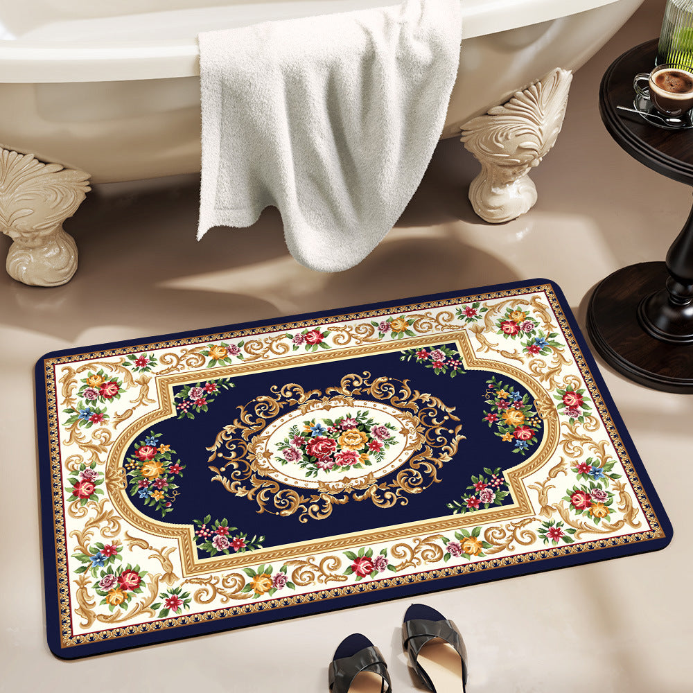 Vintage Floral Design Bath Mat Bowlift